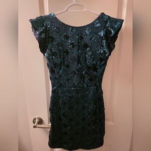 Zara Dark Teal Sequin Mini Dress